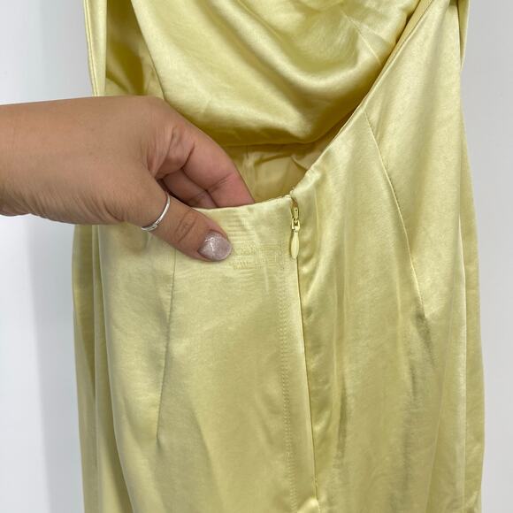 Lovers and Friends | NWT Bella Gown in Baby Yellow Satin One Shoulder Maxi XS - Picture 9 of 14
